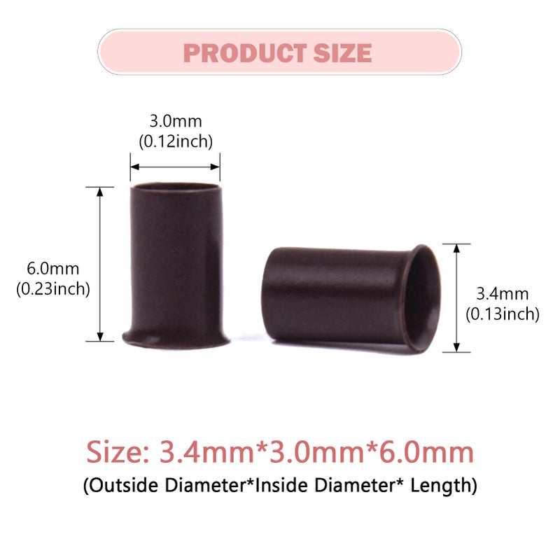 Vlasy Micro Rings Links Beads,3.4mm Microlink Beads Non-Silicone Copper Tubes Microbead for Hair Feathers,I-Tip Hair Extensions (1000Pcs, Dark Brown) - Image 3